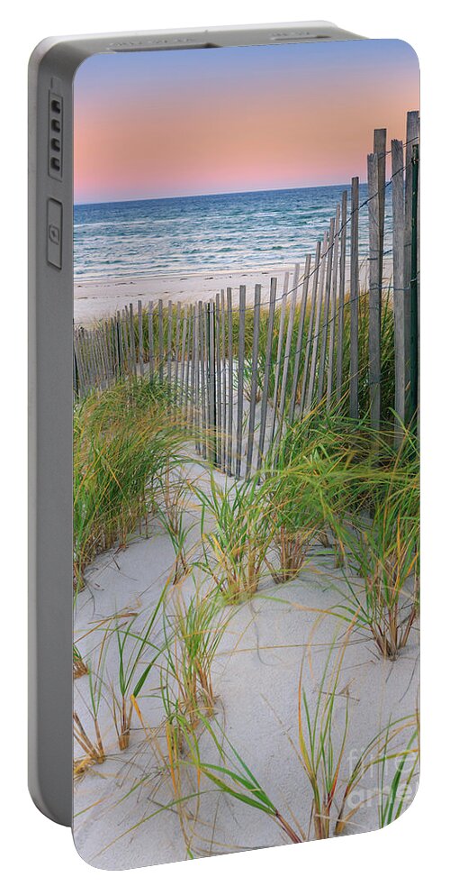 America Portable Battery Charger featuring the photograph Sand Dune Fences, Cape Cod by Henk Meijer Photography
