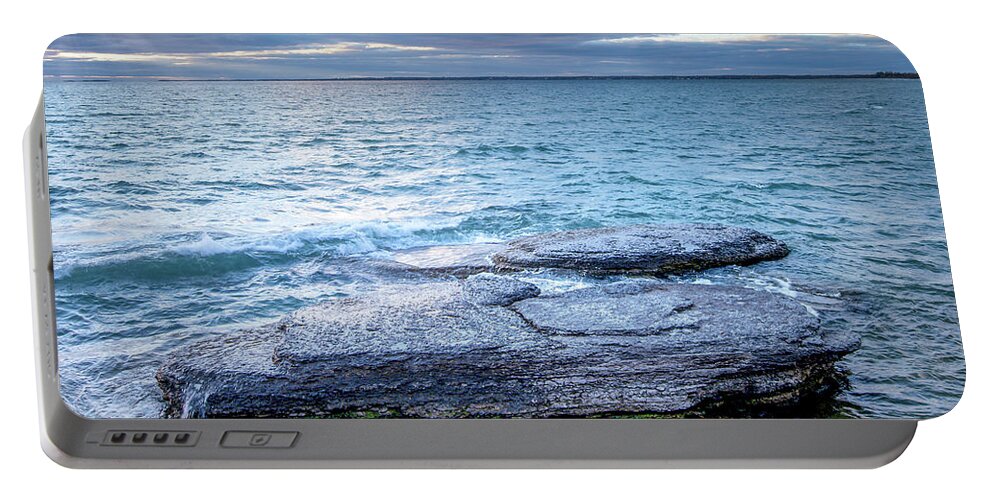 Autumn Portable Battery Charger featuring the photograph Sandbanks Rock by Dee Potter