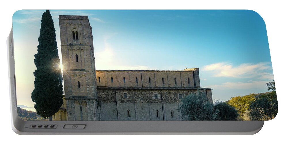 Montalcino Portable Battery Charger featuring the photograph Sant Antimo Abbey in the Morning by Stefano Orazzini