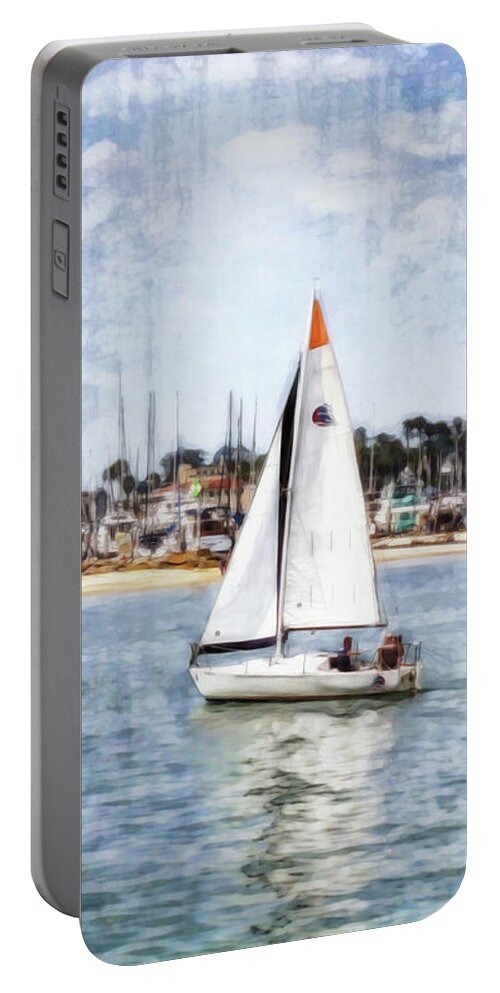 Santa Barbara Sailing Portable Battery Charger featuring the digital art Santa Barbara Sailing by Two Hivelys