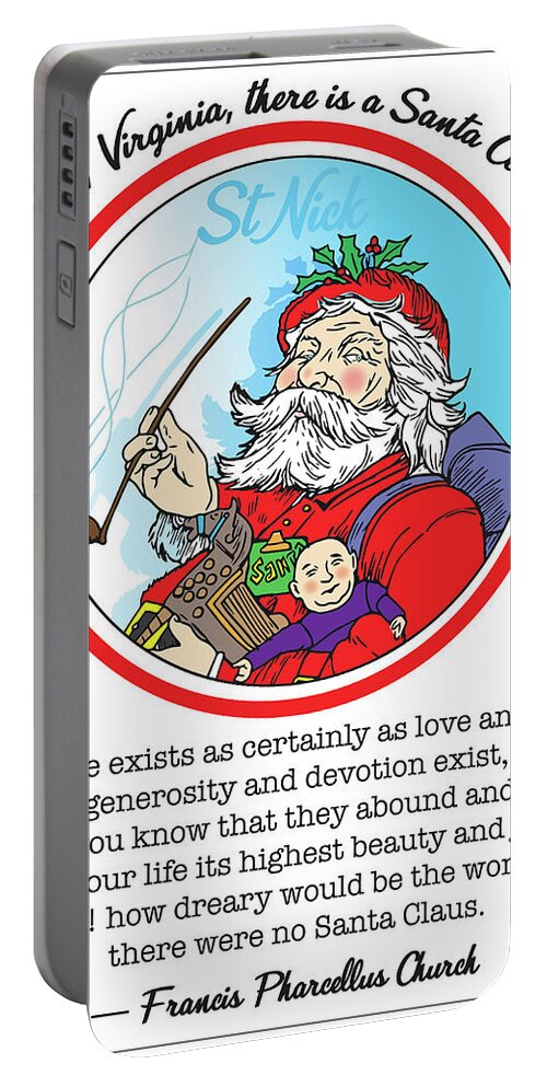 Virginia Portable Battery Charger featuring the mixed media Santa Claus by Greg Joens