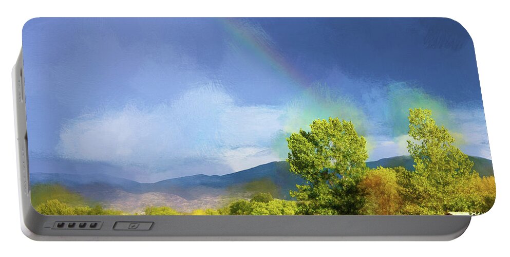 Photography. Photopainting Portable Battery Charger featuring the digital art Santa Fe Rainbow by Terry Davis