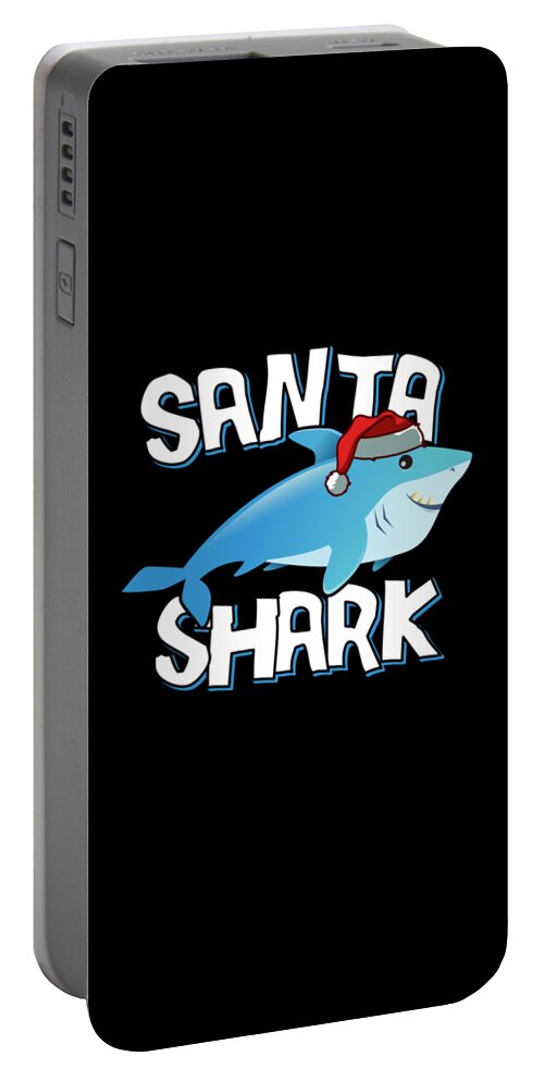 Christmas 2023 Portable Battery Charger featuring the digital art Santa Shark by Flippin Sweet Gear
