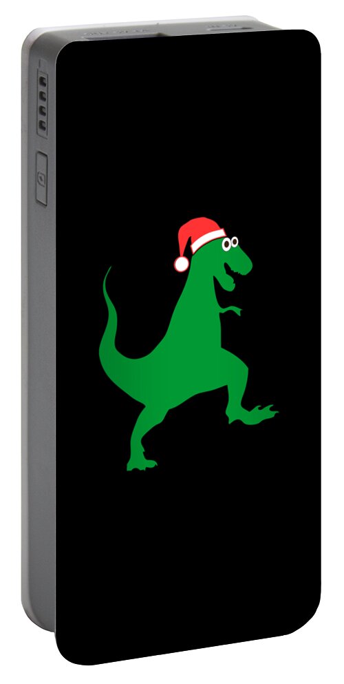 Funny Portable Battery Charger featuring the digital art Santasaurus Santa T-Rex Dinosaur Christmas by Flippin Sweet Gear