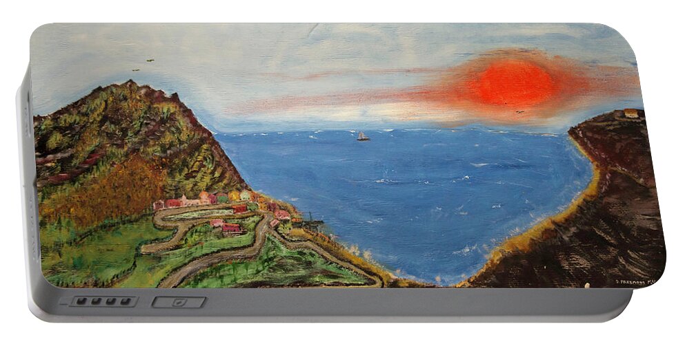  Portable Battery Charger featuring the painting Santorini by David McCready