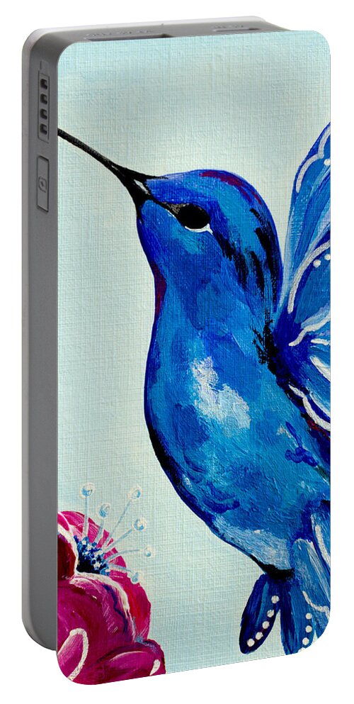 Bird Portable Battery Charger featuring the painting Sapphire Hummingbird by Beth Ann Scott