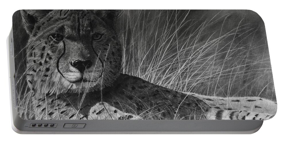 Cheetah Portable Battery Charger featuring the drawing Savannah by Greg Fox