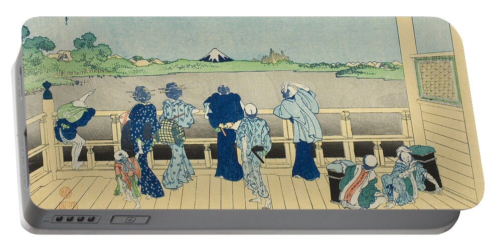 19th Century Art Portable Battery Charger featuring the relief Sazai Hall at the Temple of the Five Hundred, from the series Thirty-Six Views of Mount Fuji by Katsushika Hokusai