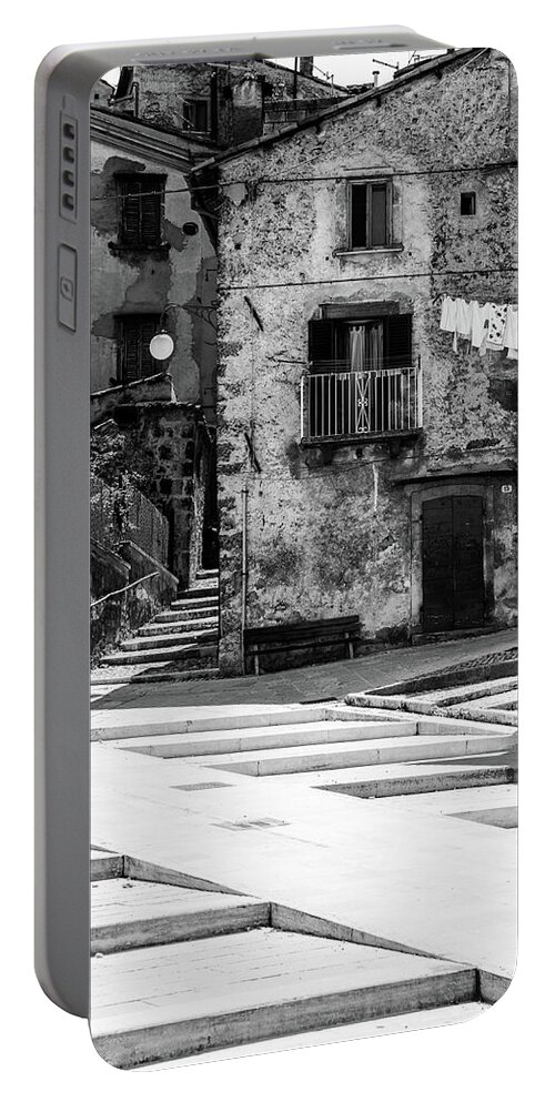 Italian Portable Battery Charger featuring the photograph Scanno, Italy - BW 04 by AM FineArtPrints