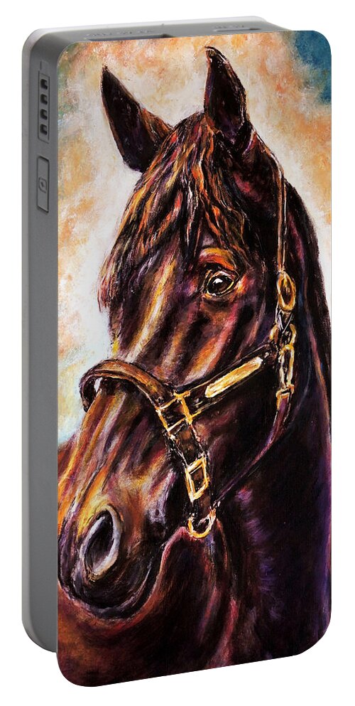 Horse Portrait Portable Battery Charger featuring the painting Scarlett Rhapsody by John Bohn