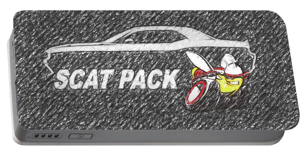 Mopar Portable Battery Charger featuring the drawing Scat Pack Sketch by Darrell Foster
