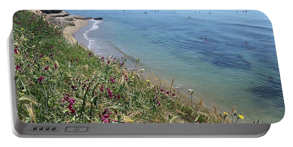 Wildflowers Portable Battery Charger featuring the photograph Scenic Sea by Jennifer Kane Webb