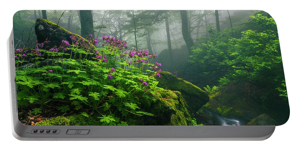 Geranium Portable Battery Charger featuring the photograph Scent of Spring by Evgeni Dinev