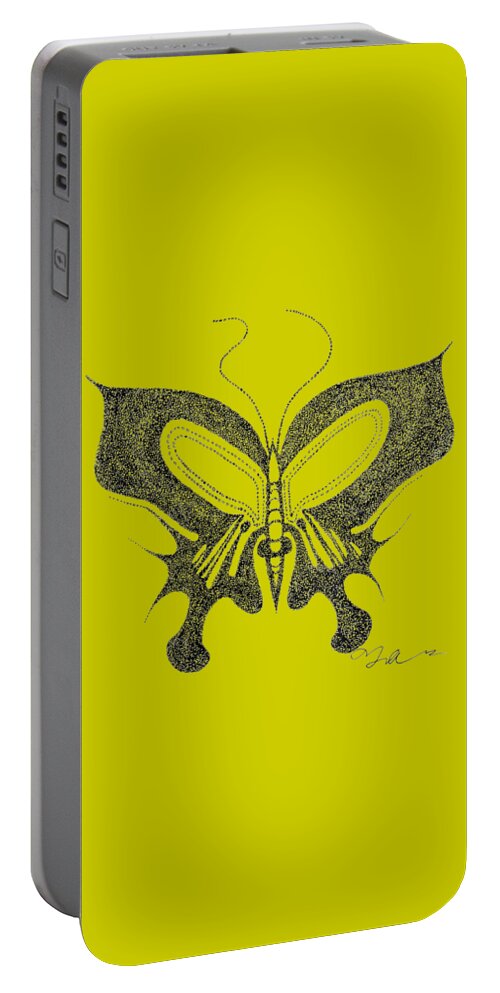 Abstract Portable Battery Charger featuring the drawing Scent Of the Butterfly by Fei A