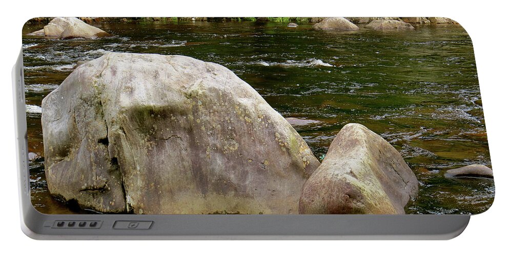 Stream Portable Battery Charger featuring the photograph Schoharie Rocks by Azthet Photography