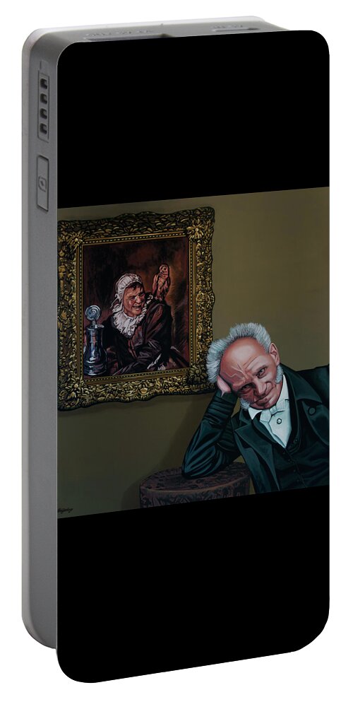 Schopenhauer Portable Battery Charger featuring the painting Schopenhauer and Malle Babbe of Frans Hals by Paul Meijering