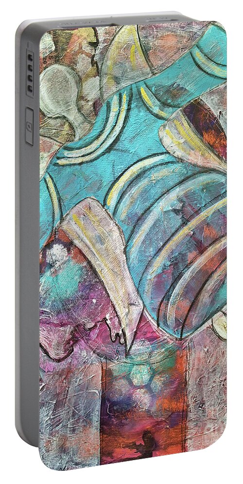 Guardian Angel Portable Battery Charger featuring the mixed media Schutzengel - Guardian Angel by Mimulux Patricia No