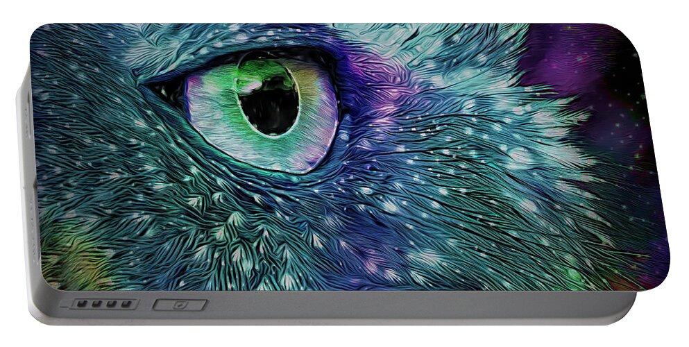 Screech Owl Portable Battery Charger featuring the photograph Screech Owl Portrait Stylized by Lowell Monke