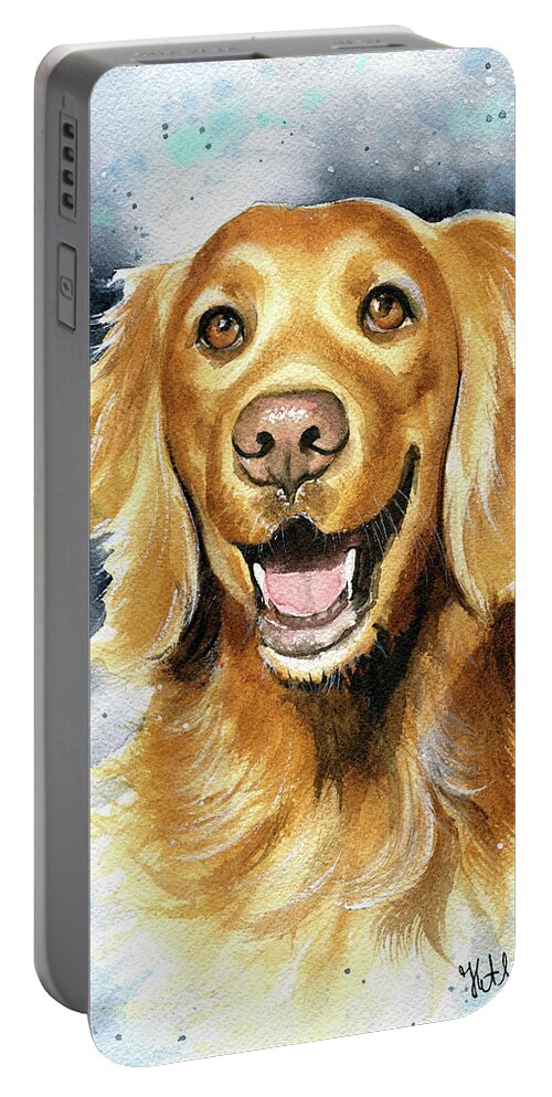 Dog Portable Battery Charger featuring the painting Scully Rose Dog Painting by Dora Hathazi Mendes