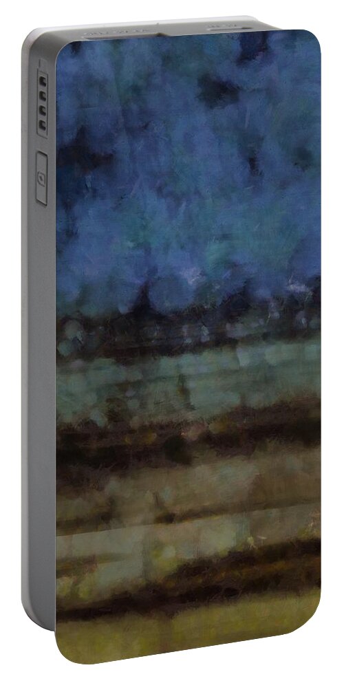 Sun Portable Battery Charger featuring the mixed media Sea and Sky Abstract by Christopher Reed