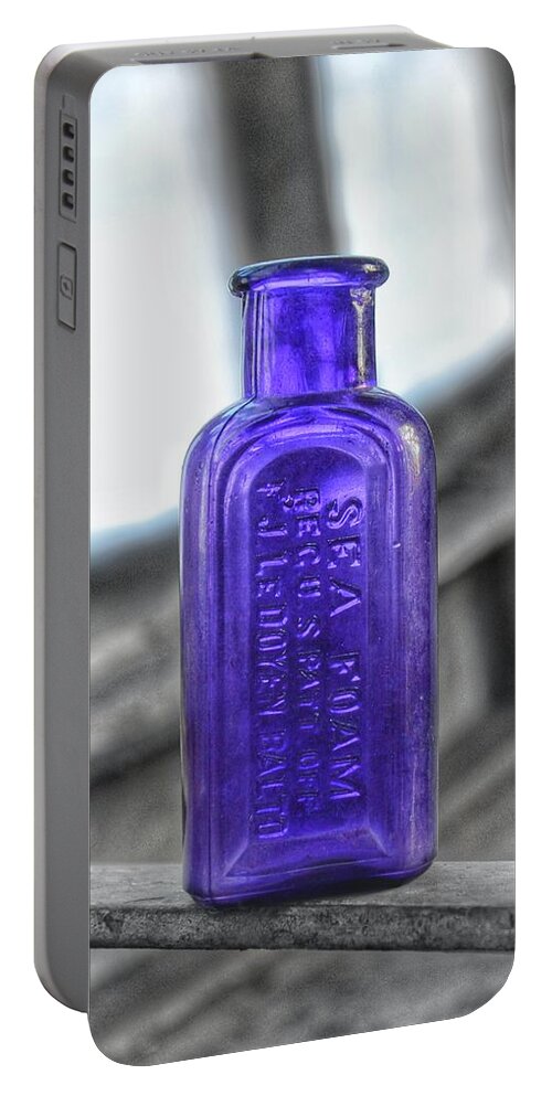 Antique Portable Battery Charger featuring the photograph Sea Foam - Antique Purple Shade Glass Bottle Baltimore - Maryland Glass Corporation by Marianna Mills