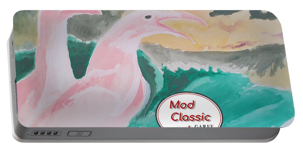 Seagulls Portable Battery Charger featuring the painting Sea Gulls with Waves ModClassic Art by Enrico Garff