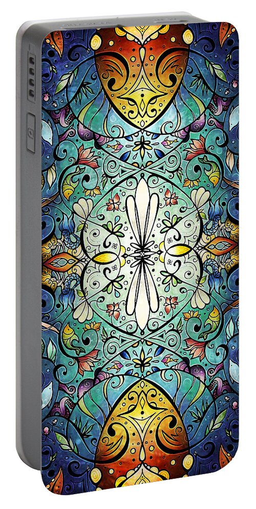 Stained Glass Portable Battery Charger featuring the digital art Sea Melody by Mandie Manzano