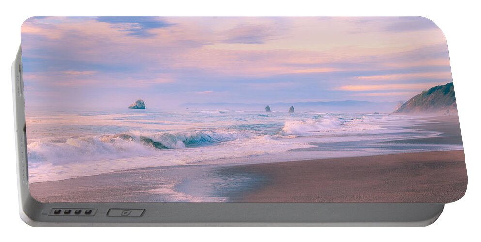 Sea Stacks Portable Battery Charger featuring the photograph Sea Stacks at Dusk by Bonny Puckett