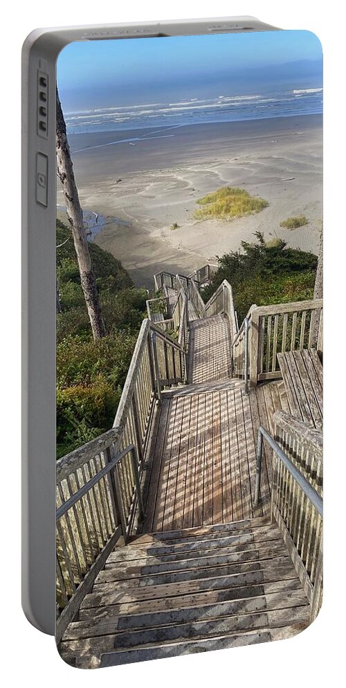Beach Portable Battery Charger featuring the photograph Seabrook Beach Stairs by Jerry Abbott