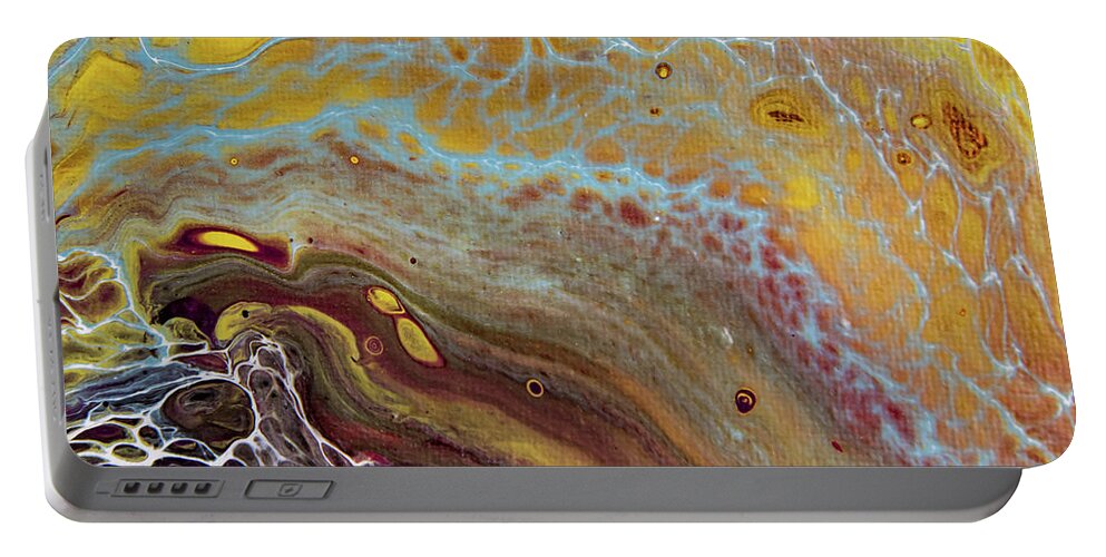 Abstract Portable Battery Charger featuring the painting Seafoam Abstract 1 by Jani Freimann