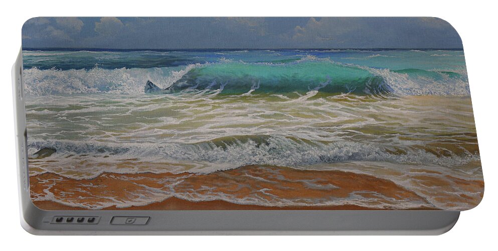 Wave Portable Battery Charger featuring the painting Seafoam by Charles Owens