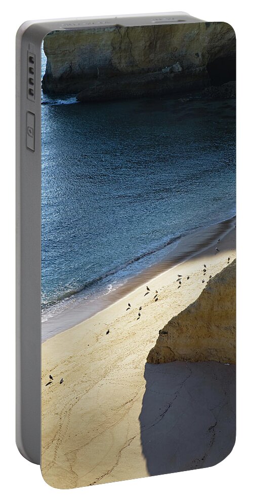 Algarve Portable Battery Charger featuring the photograph Seagulls by the Beach Cliff 2 by Angelo DeVal