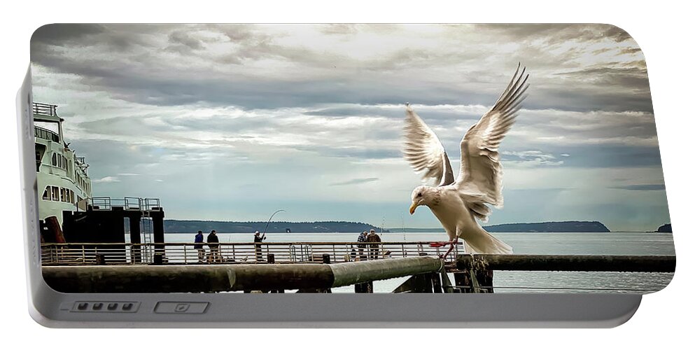 Seabird Portable Battery Charger featuring the photograph Seagull's landing by Anamar Pictures