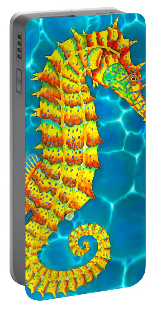 Diving Portable Battery Charger featuring the painting Jamaican Seahorse by Daniel Jean-Baptiste