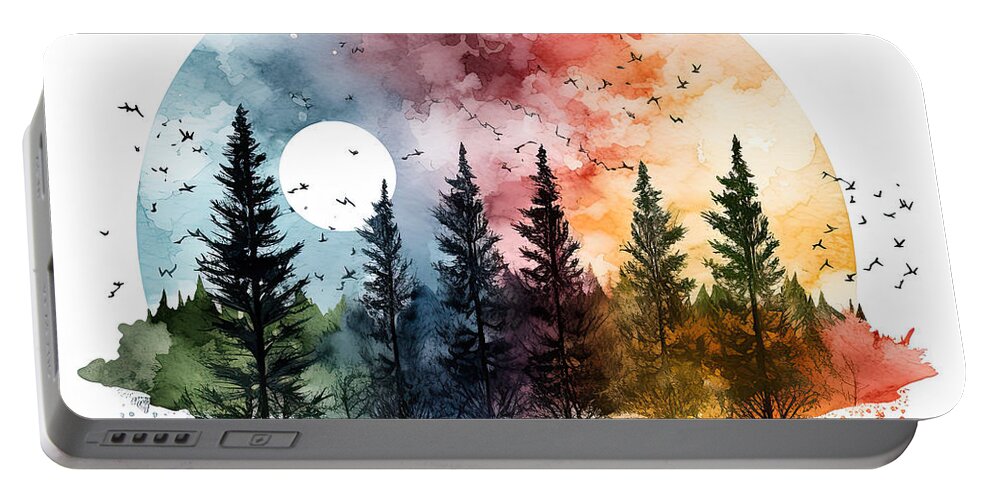 Four Seasons Portable Battery Charger featuring the painting Seasons Change by Lourry Legarde