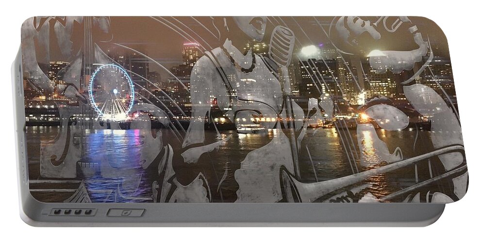 Seattle Portable Battery Charger featuring the photograph Seattle Jazz Abstract by Jerry Abbott