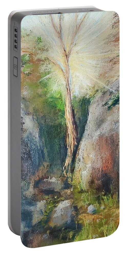  Portable Battery Charger featuring the painting Sedona Hike by Maria Langgle