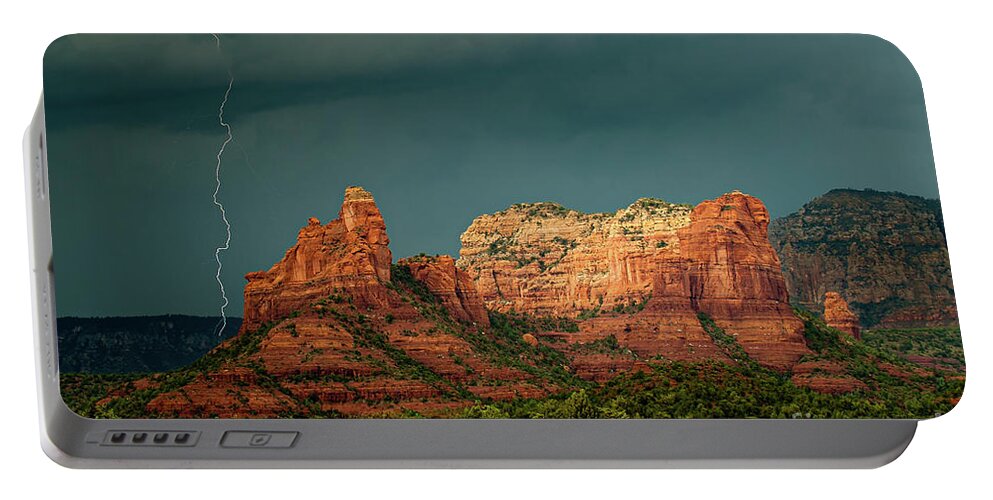 Ligntning Portable Battery Charger featuring the photograph Sedona Monsoon Sunlight 1111 by Kenneth Johnson