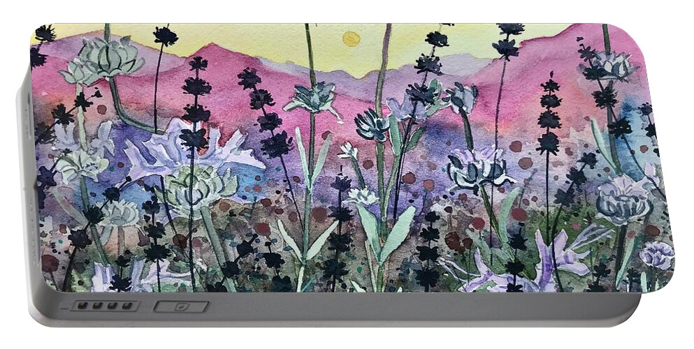 Topanga Portable Battery Charger featuring the painting Seedheads at Sunset. by Luisa Millicent