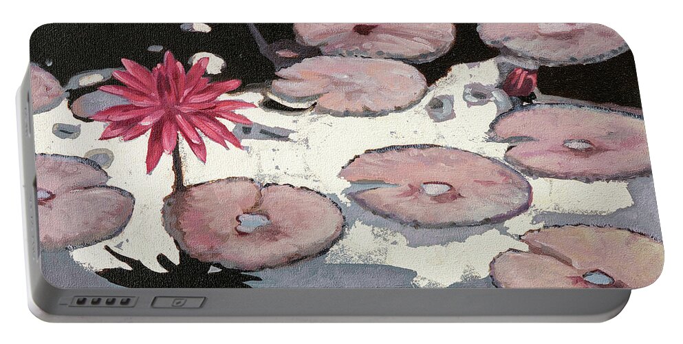 Water Lilies Portable Battery Charger featuring the painting Seerosen, Blumen by Uwe Fehrmann