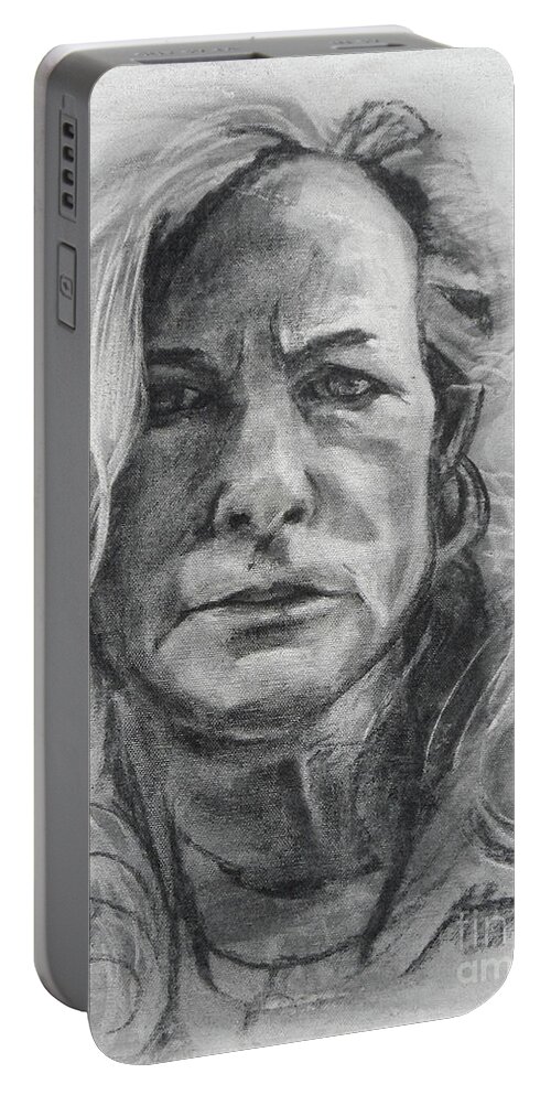 Self Portrait Portable Battery Charger featuring the drawing Self Portrait, 2015 by PJ Kirk
