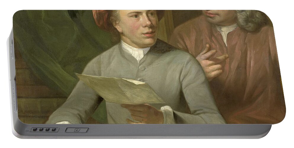 Julius Henricus Quinkhard Portable Battery Charger featuring the painting Self-portrait with Jan Maurits Quinkhard next to him by Julius Henricus Quinkhard