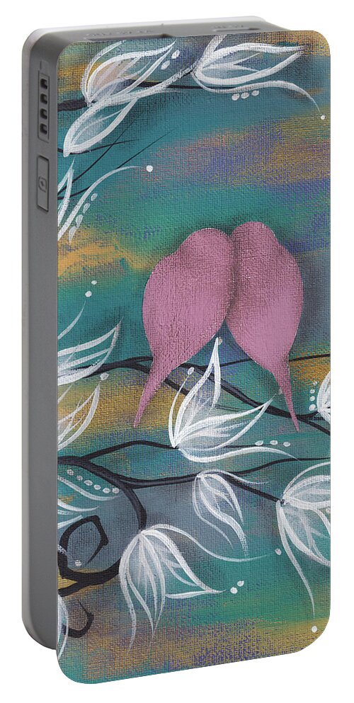 Love Birds Portable Battery Charger featuring the painting Sempre insieme by Abril Andrade