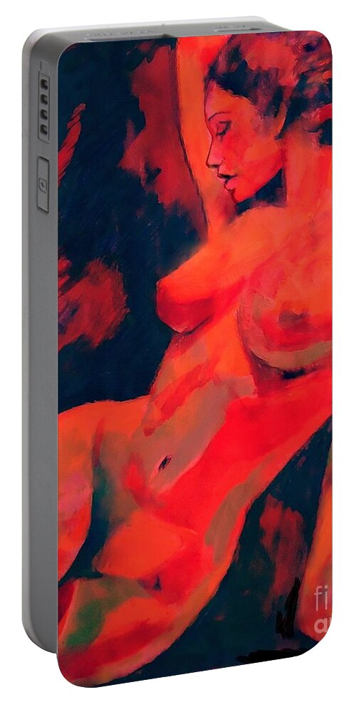 Nude Female Paintings Portable Battery Charger featuring the painting Nude Pause by Helena Wierzbicki