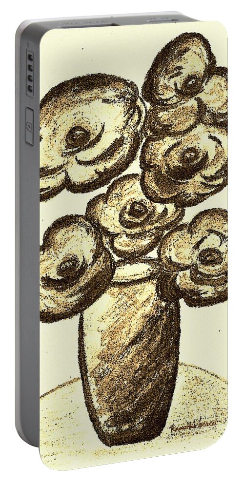 Sepia Portable Battery Charger featuring the painting Sepia Romance by Ramona Matei