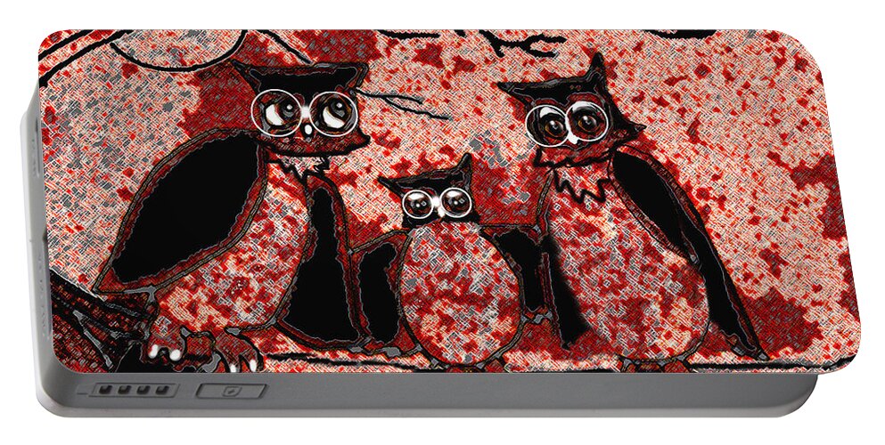 Owls Portable Battery Charger featuring the painting September Owls by Vallee Johnson