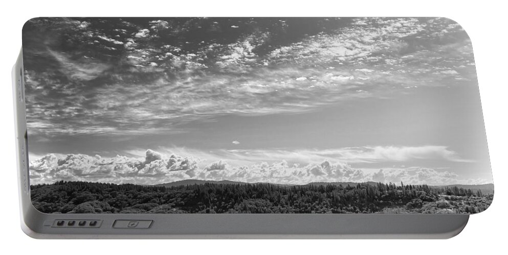 Photograph Black White Clouds Sky Portable Battery Charger featuring the photograph September Skies by Beverly Read
