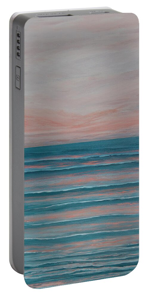 Ocean Portable Battery Charger featuring the painting Serene by Linda Bailey