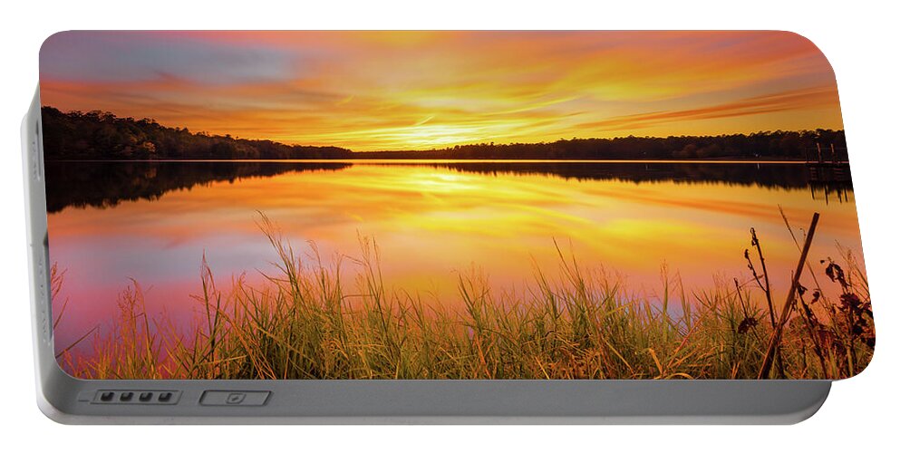 Davis Lake Portable Battery Charger featuring the photograph Serenity At Davis Lake by Jordan Hill