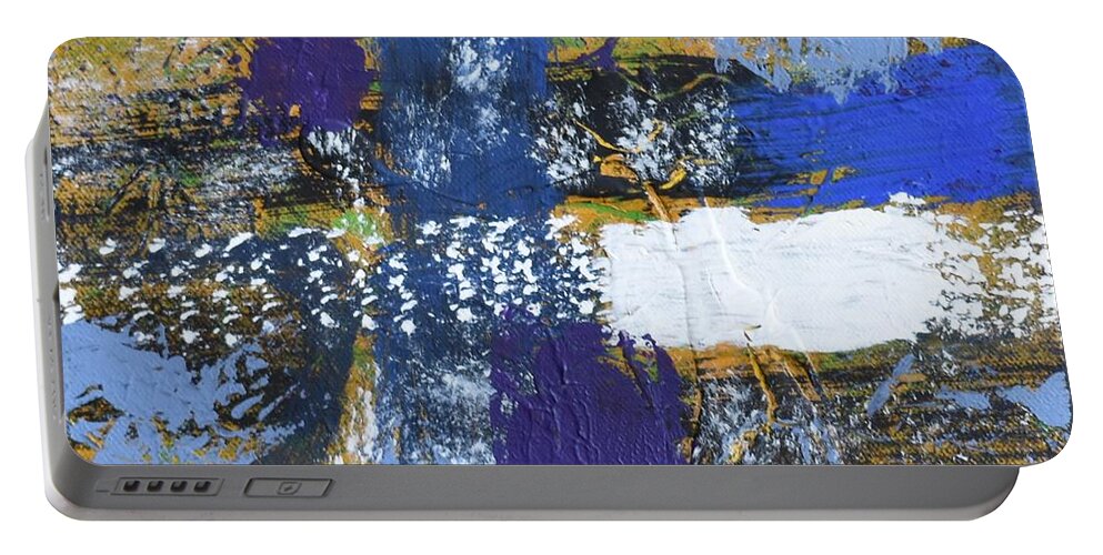 Blue Portable Battery Charger featuring the painting Series 1 Right Side by Pam O'Mara